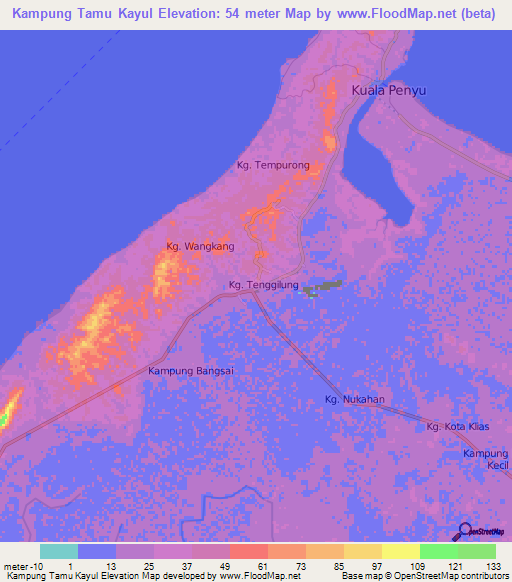 Kampung Tamu Kayul,Malaysia Elevation Map