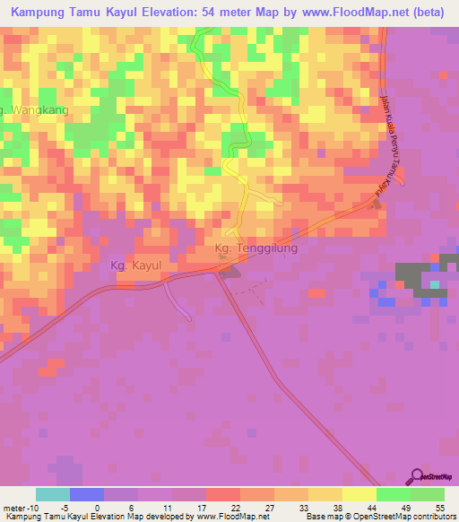 Kampung Tamu Kayul,Malaysia Elevation Map