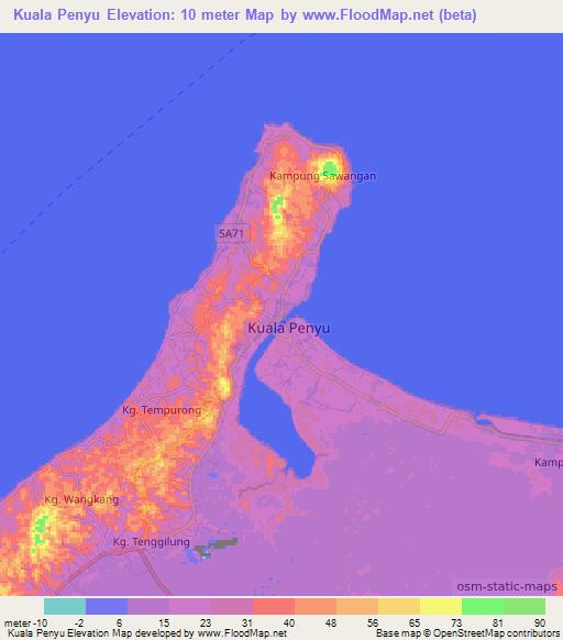 Kuala Penyu,Malaysia Elevation Map