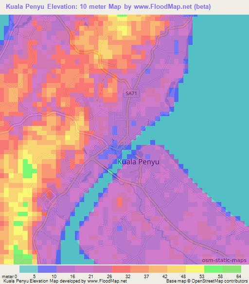 Kuala Penyu,Malaysia Elevation Map