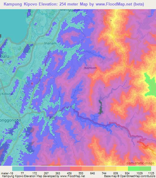 Kampung Kipovo,Malaysia Elevation Map