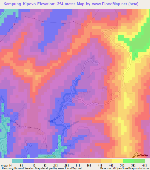 Kampung Kipovo,Malaysia Elevation Map