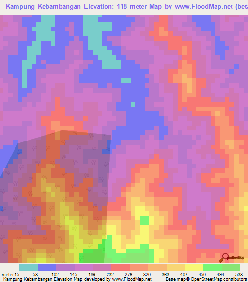 Kampung Kebambangan,Malaysia Elevation Map