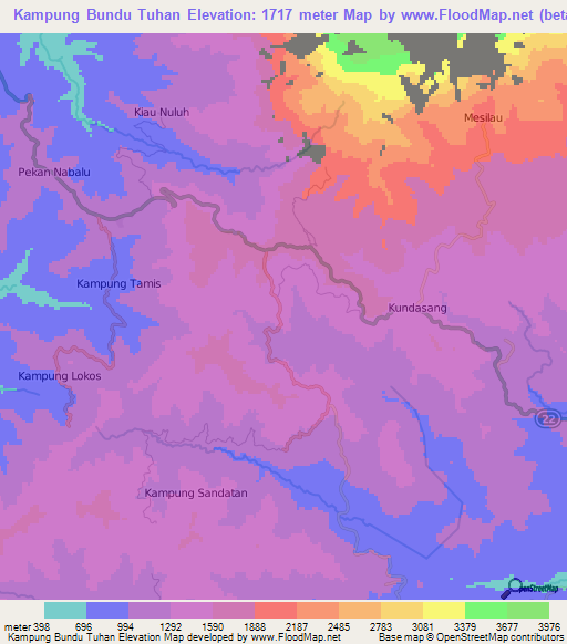 Kampung Bundu Tuhan,Malaysia Elevation Map