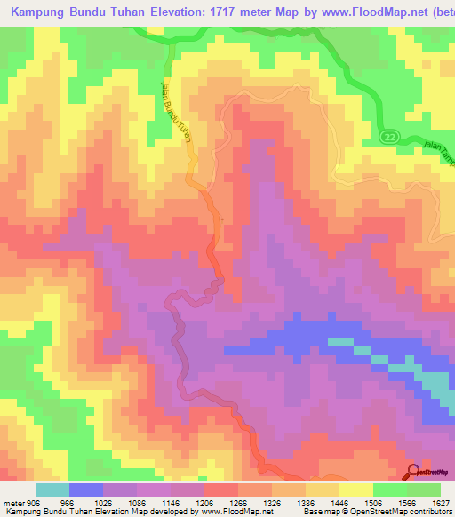 Kampung Bundu Tuhan,Malaysia Elevation Map