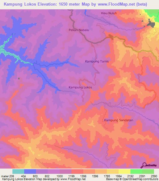 Kampung Lokos,Malaysia Elevation Map