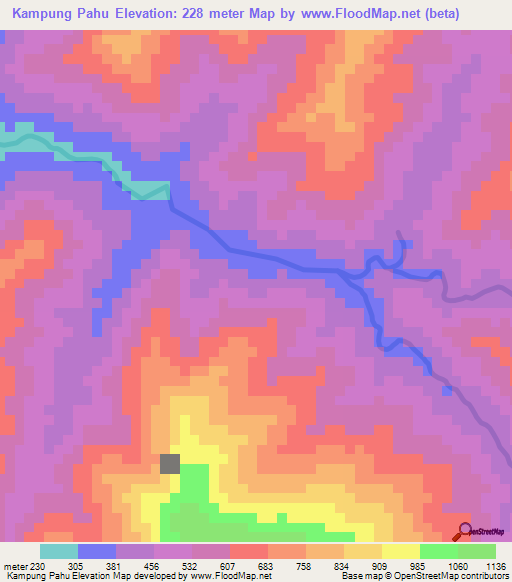 Kampung Pahu,Malaysia Elevation Map