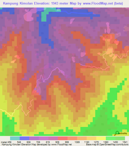 Kampung Kimolan,Malaysia Elevation Map