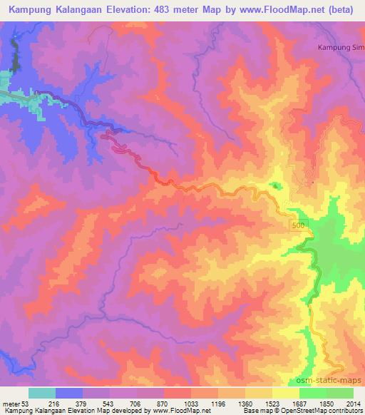 Kampung Kalangaan,Malaysia Elevation Map