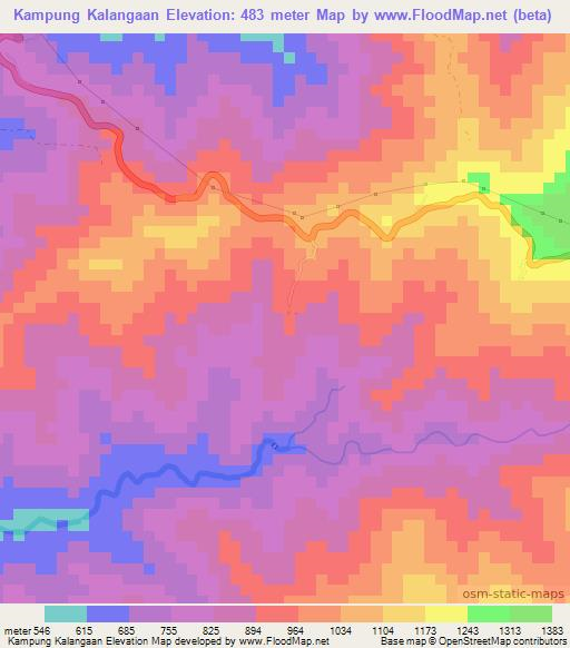 Kampung Kalangaan,Malaysia Elevation Map