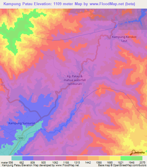 Kampung Patau,Malaysia Elevation Map