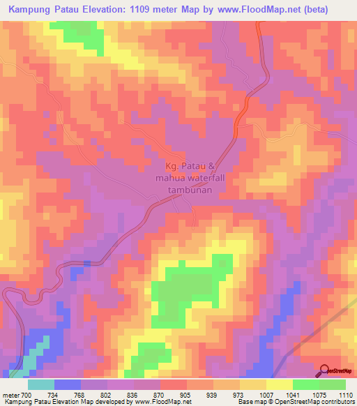 Kampung Patau,Malaysia Elevation Map