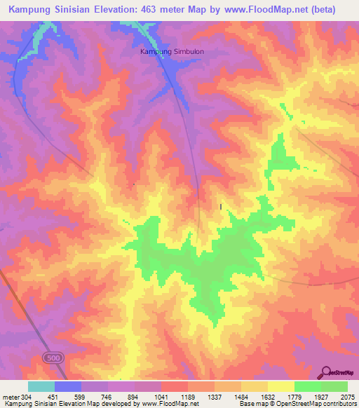 Kampung Sinisian,Malaysia Elevation Map