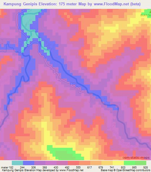 Kampung Genipis,Malaysia Elevation Map