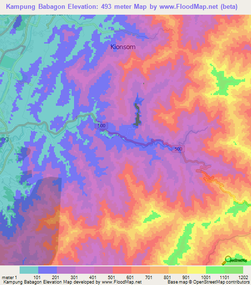 Kampung Babagon,Malaysia Elevation Map