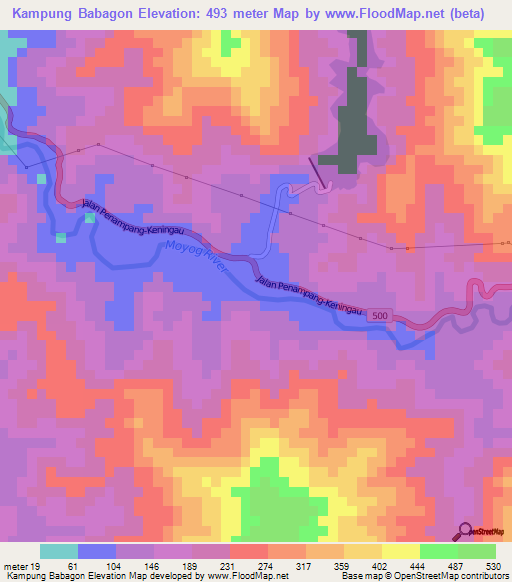 Kampung Babagon,Malaysia Elevation Map