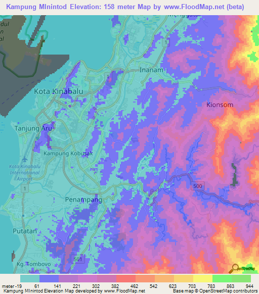 Kampung MInintod,Malaysia Elevation Map