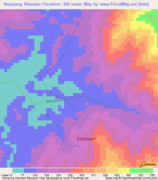 Kampung Kiansam,Malaysia Elevation Map