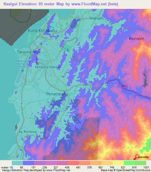 Kasigui,Malaysia Elevation Map