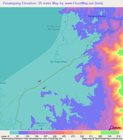 Penampang,Malaysia Elevation Map