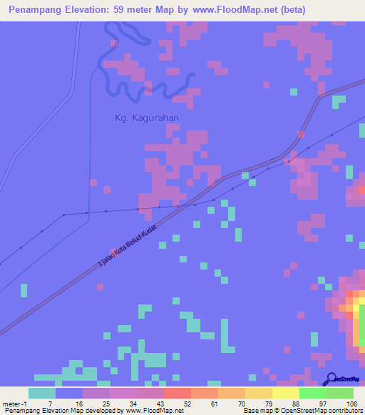 Penampang,Malaysia Elevation Map