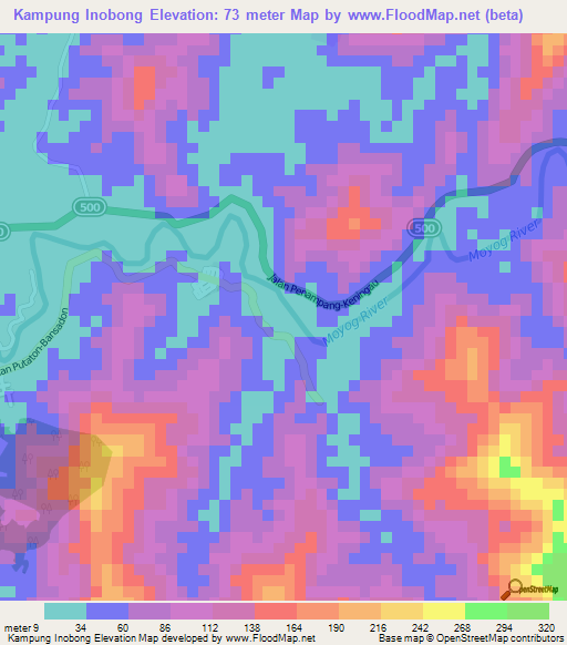 Kampung Inobong,Malaysia Elevation Map