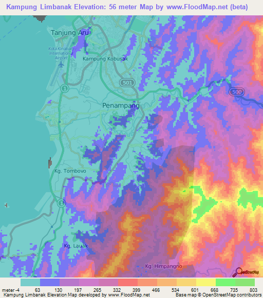 Kampung Limbanak,Malaysia Elevation Map