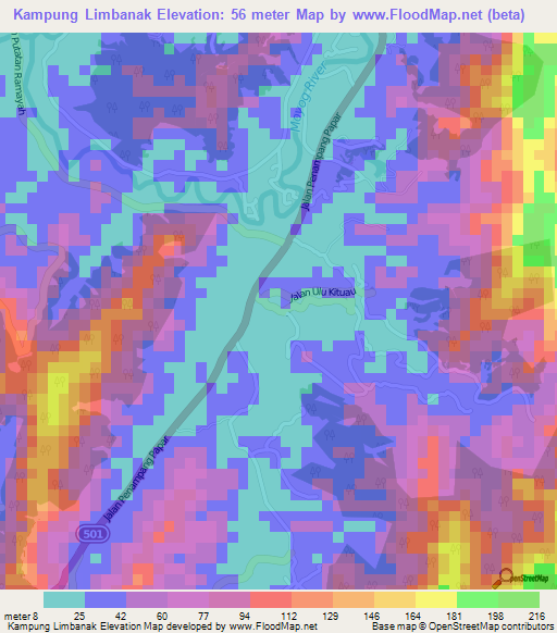 Kampung Limbanak,Malaysia Elevation Map