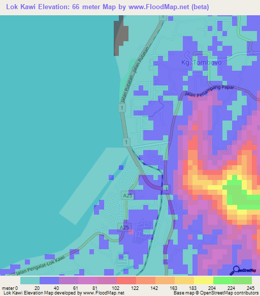 Lok Kawi,Malaysia Elevation Map