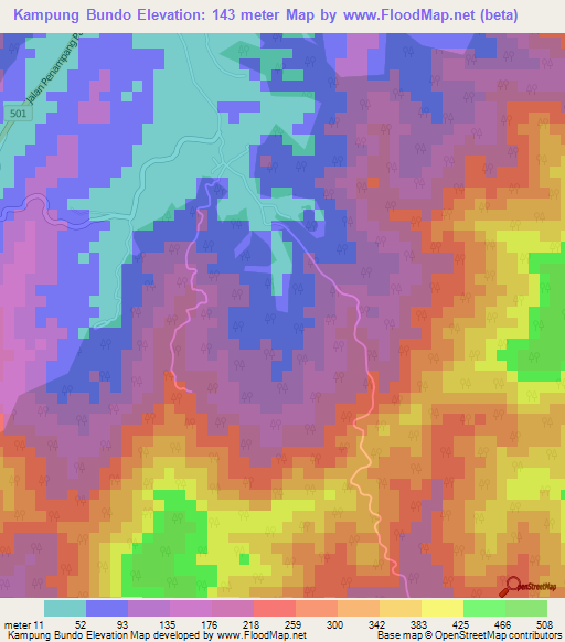 Kampung Bundo,Malaysia Elevation Map