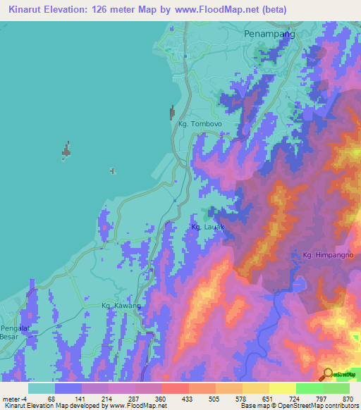 Kinarut,Malaysia Elevation Map