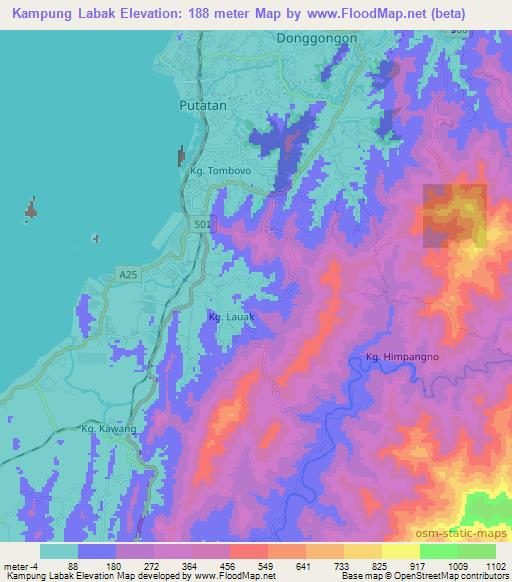 Kampung Labak,Malaysia Elevation Map