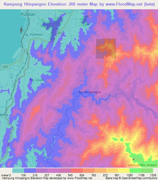 Kampung Himpangno,Malaysia Elevation Map