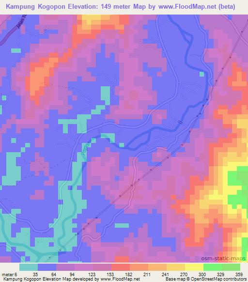 Kampung Kogopon,Malaysia Elevation Map