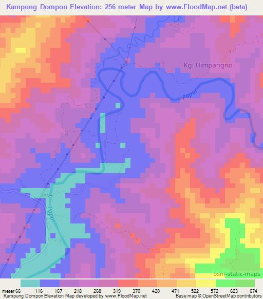 Kampung Dompon,Malaysia Elevation Map