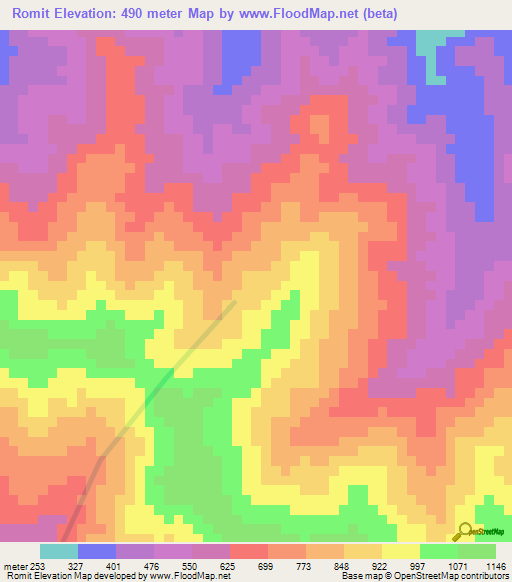 Romit,Malaysia Elevation Map