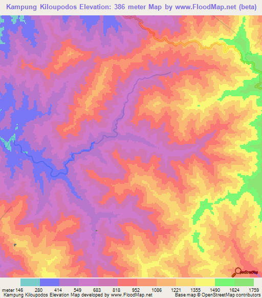 Kampung Kiloupodos,Malaysia Elevation Map