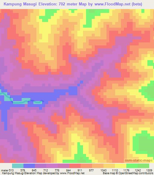 Kampung Masugi,Malaysia Elevation Map