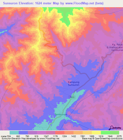 Sunsuron,Malaysia Elevation Map