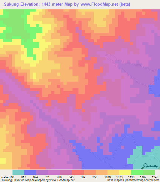 Sukung,Malaysia Elevation Map