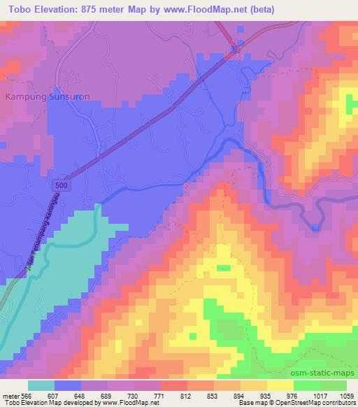 Tobo,Malaysia Elevation Map