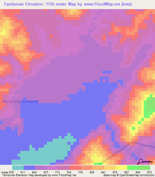 Tambunan,Malaysia Elevation Map