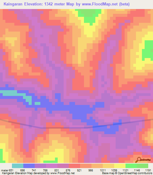 Kaingaran,Malaysia Elevation Map