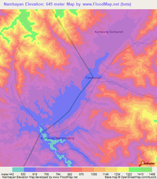 Nambayan,Malaysia Elevation Map