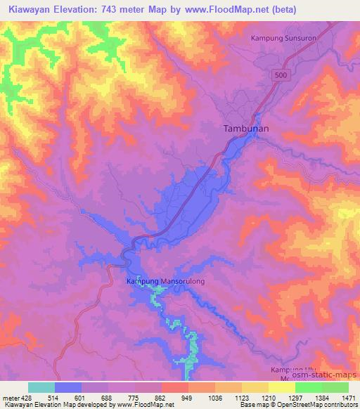 Kiawayan,Malaysia Elevation Map