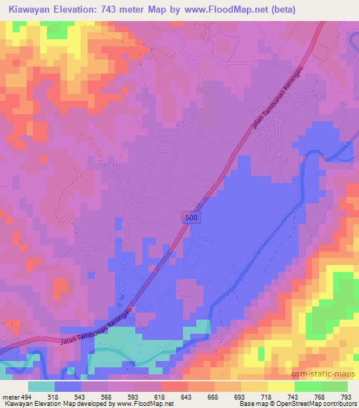 Kiawayan,Malaysia Elevation Map