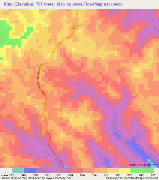 Kitau,Malaysia Elevation Map