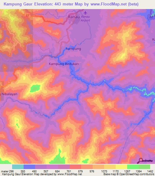 Kampung Gaur,Malaysia Elevation Map