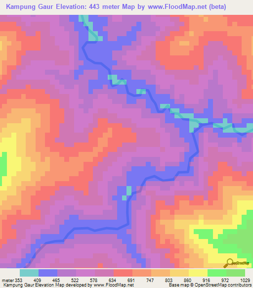 Kampung Gaur,Malaysia Elevation Map