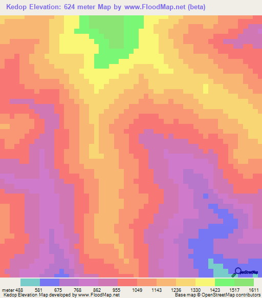 Kedop,Malaysia Elevation Map